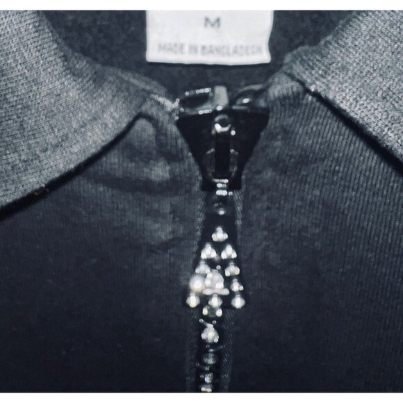 Isaacs Designs Black Zip-Up Jersey Jacket M Bling Zipper - Picture 5 of 6